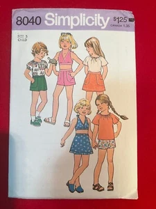 Simplicity 8040, corte completo, talla 5, pantalones cortos para niños, falda, tops,  - Imagen 1 de 2