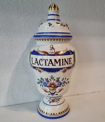 Grand et ancien pot d'apothicaire (Pharmacie), faïence épaisse, marque SYLVENA - Photo 1/4