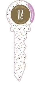 18th Eighteenth Birthday Confetti Signature Key Keepsake Guest Book 36cm x 12cm - Picture 1 of 1