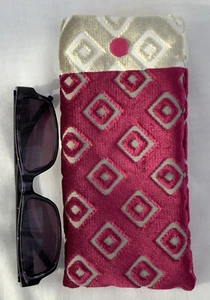 Glasses Case Kobe Velvet fabric Unique Lined Soft padded Snap Handmade in UK - Picture 1 of 4