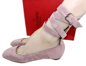 Valentino Flat Pumps Tango Mauve Ankle Strap Ballerina Shoe 38 Ballets 7.5 - Picture 1 of 7