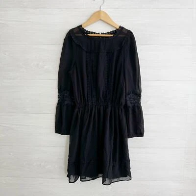 NUEVO CON ETIQUETAS Ella Moss - Vestido negro de encaje de gasa entallado y acampanado, Niñas 12  Foto 1 de 4