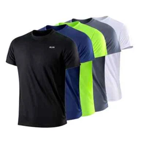 Herren Schnelltrocknen T-Shirt Fitnessstudio Laufen Feuchtigkeit Docht Rundhals Kurzarm - Bild 1 von 16