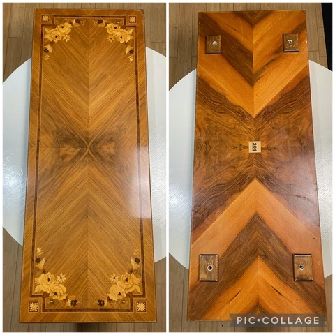 Buchschmid & Gretaux BG Vintage Floral Wood Inlay 4ft x 1.5 Long Table Top AS IS Cover