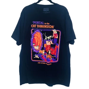 Steven Rhodes Adult Size Large "Portal to the Cat Dimension" Black T-Shirt - Picture 1 of 4