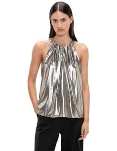 Veronika Maine Silver Foil top 8 BNWT - Picture 1 of 5