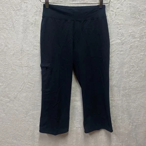 Duluth Trading Capri Cargo Pants Women Small Black High Rise Pull On Dolphin Hem - Picture 1 of 12