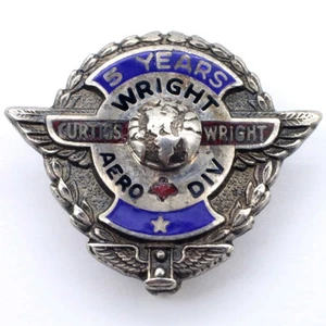 Wright Aero Corp Division 5 Yr Service Pin Sterling Silver WWII Aviation Curtiss - Picture 1 of 3