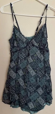 Blusa Top Cami Pequeña EDC Esprit Azul Paisley Parche Correa Espagueti Informal Mujer Foto 1 de 4