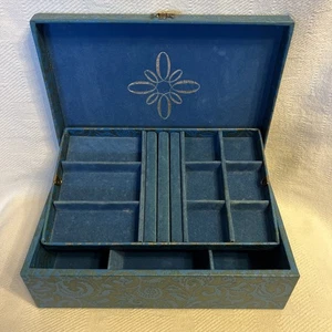 Bandeja cajón almacenamiento joyero vintage MCM Lady Buxton azul, verde y dorado años 60 - Imagen 1 de 13