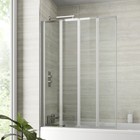 Bathroom 4 Panel Folding Bath Shower Screen Chrome 1000mm Reversible 4mm Glass