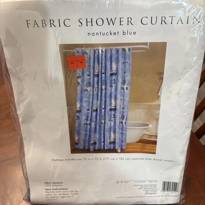 Nantucket Blue Sailboat Shower Curtain Vintage 2001 Target Store New - Image 1 of 4