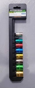 NEW PITTSBURGH PRO 10 PC. METRIC 3/8" DRIVE 12 POINT MULTICOLORED SOCKET SET - Picture 1 of 3