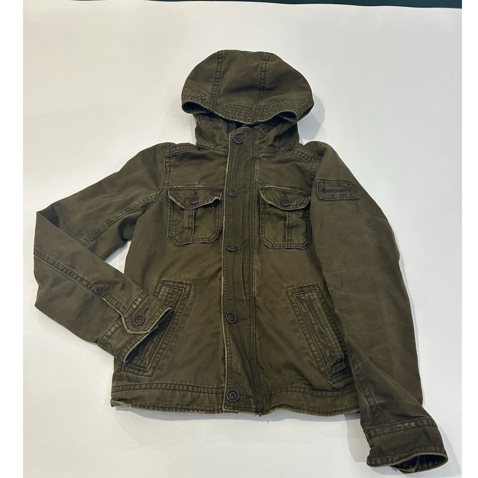 Abercrombie & Fitch Sentinel Jacket Army Green Kids XL Utility Coat Hooded - Image 1 of 4