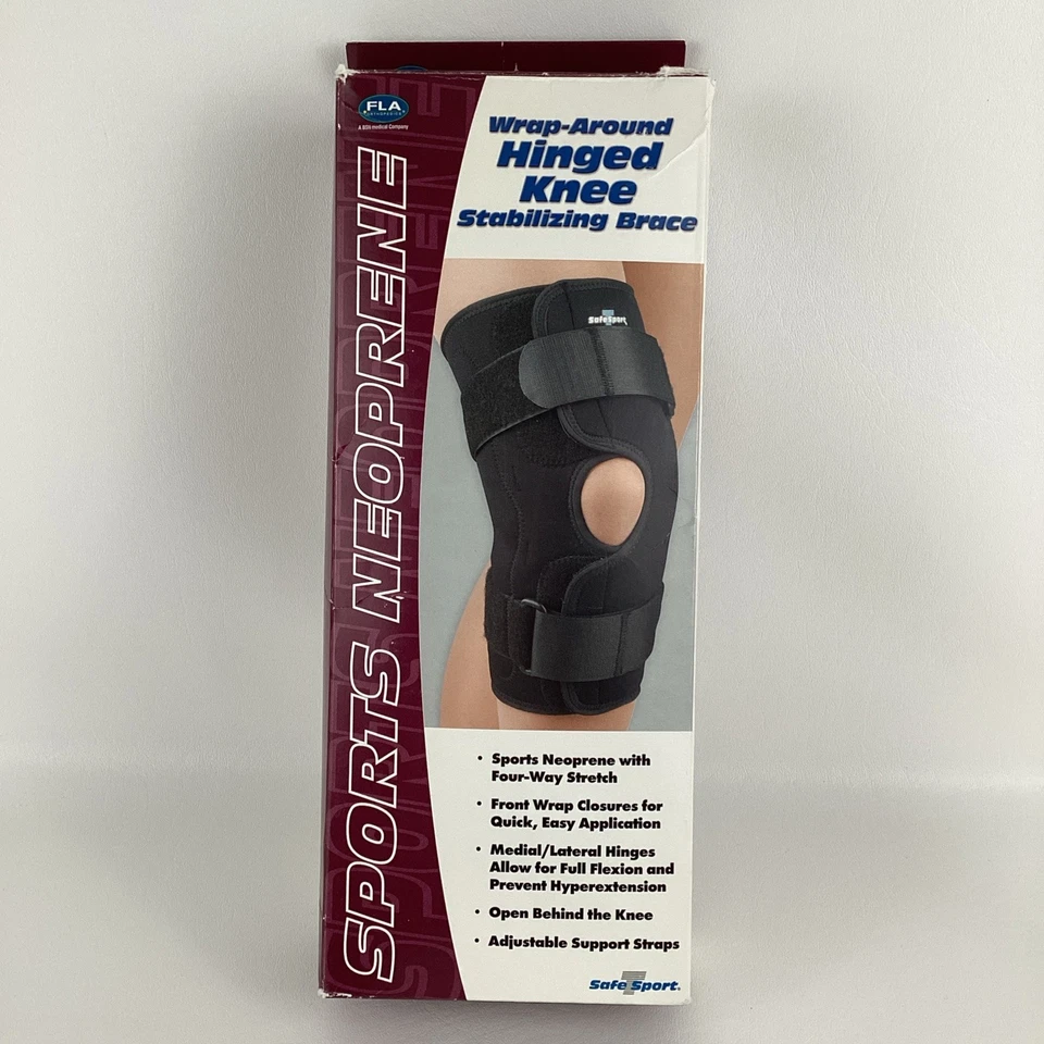 Soporte estabilizador de rodilla con bisagras envoltura de neopreno deportivo talla XL negro Foto 1 de 4