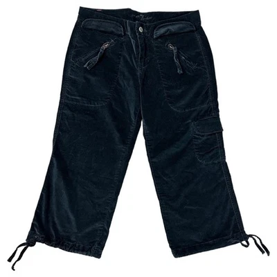 Vintage Y2K 7 For All Mankind Black Velvet Knickers Pants 70s Disco Crop 29  - Image 1 of 4