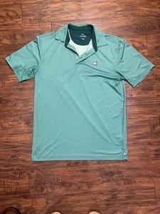 Masters Tech Medium Green Square Geometric Pattern Polo Golf Shirt - Imagen 1 de 7