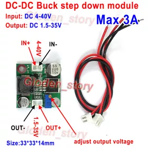 3A DC-DC Buck Step Down Module Volt Converter 6v-36v to 3.3v 5v 9v 12v 18v 24v - Picture 1 of 3