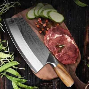 Kitchen Knife Stainless Steel Asian Butcher Chef Damascus Cleaver Chopping Meat - Picture 1 of 5