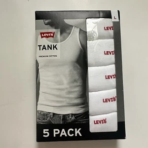 New Levi's Men's Large Tank White Premium Cotton, 5 Pack - Picture 1 of 3