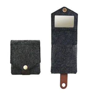 Mini Portable Lipstick Bag Square Snap Button Storage Pouch with Mirror ♡ - Picture 1 of 12