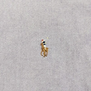 Camisa de vestir Ralph Lauren para hombre mediana púrpura claro algodón marrón pony 32Q - Imagen 1 de 6
