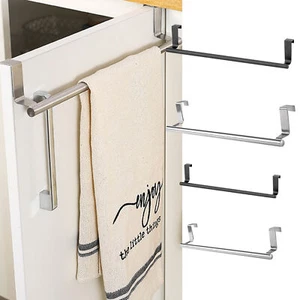 1x Over Cabinet Door Towel Rack Bar Hook Kitchen Storage Bathroom Shelf Holder - Picture 1 of 16