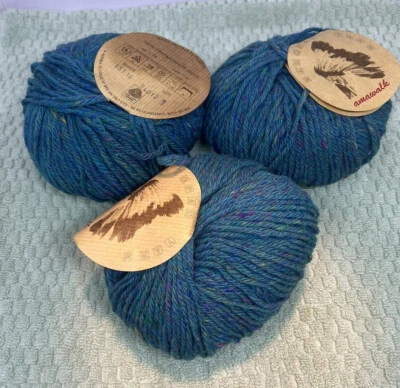 3 Amawalk Merino wool green tweed (color 63516) 1.75 oz skein 115 yards each - Image 1 of 3