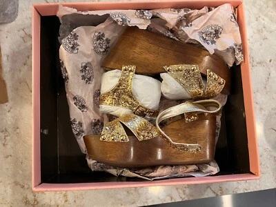 Juicy Couture Duchess Gold Glitter Wedges Women’s Size 7M NEW - Image 1 of 4