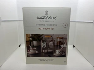 Herz & Hand mit Magnolie heißer Kakaotasse Kaffeebecher Set Steinzeug offene Box - Bild 1 von 8