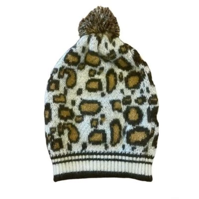 Mossimo Gorro Estampado Animal Beige Negro Guepardo Leopardo Acogedor Tejido Tobogán Nieve Foto 1 de 4
