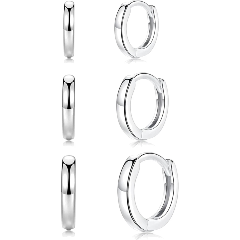 Silber Creolen 925 Ohrringe Damen Herren Mädchen Schmuck Halbrund - Bild 1 von 1