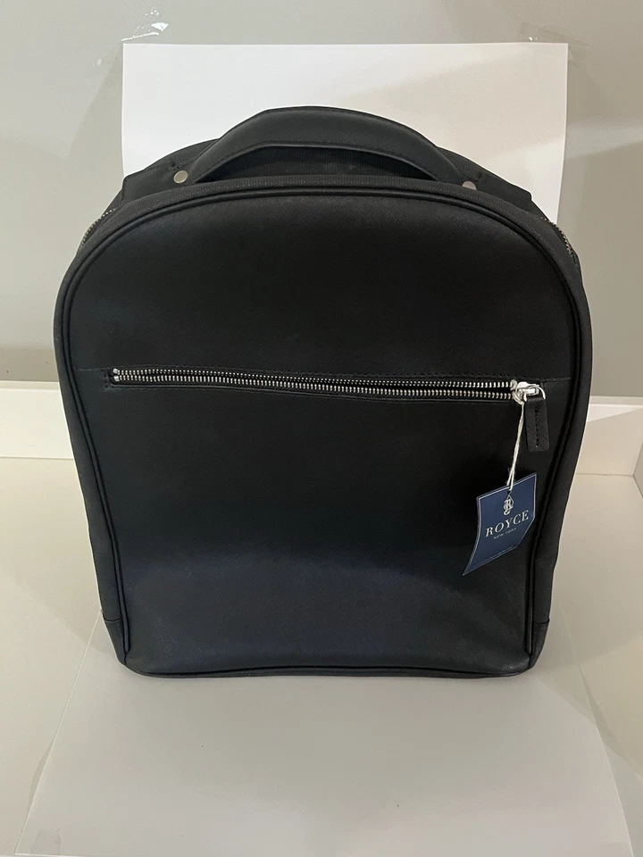 Royce New York Compact Leather Backpack Black Pebbled Grain, Full-Grain Leather - Image 1 of 4