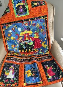 Moda Happy Halloween Handmade Quilted Blanket Throw Ghoul Friends Witch Cats 48” - Picture 1 of 8