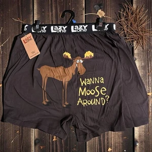 Lazy One Men’s Funny Boxers LARGE Wanna Moose Around? New With Tags - Picture 1 of 2