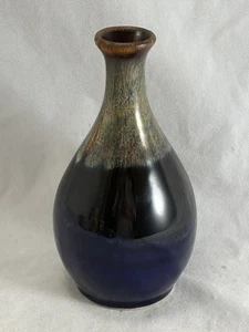 VINTAGE cobalt blue glazed studio pottery bud vase 15cm - Picture 1 of 6