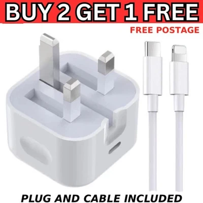FAST 20W USB-C PD Fast 1M Charger Cable And Plug for Apple iPhone 12 13 14 Pro - Image 1 of 4