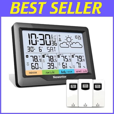 Wireless Indoor Outdoor Weather Station with 3 Sensors - Image 1 of 4