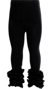 Baby Girls Black Leggings Ruffle Ankle 6-12 Months. NEW - Picture 1 of 7