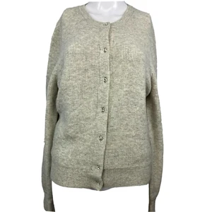 J Crew Strickjacke Damen Gr. M grau Merinowolle Alpaka Pullover Strass Knöpfe - Bild 1 von 10
