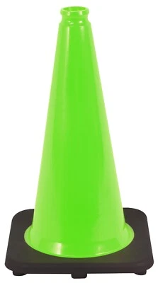 OrangeGear® 18" 3 lb. Black Base Lime PVC Traffic Safety Cone - Image 1 of 4