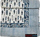 New Indian Hand Block Print 100% Cotton Kantha Quilt Jaipuri Print Fish Print Ha
