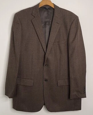 Joseph & Feiss Mens Brown Check Houndstooth Wool Blazer Sport Jacket 46 X Long - Image 1 of 4
