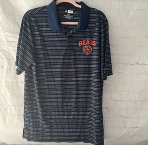 NFL Chicago Bears Football Striped Polo TShirt L - Picture 1 of 9
