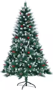 7ft Christmas Tree Snowy Bushy Pencil Tip Balmoral Berries Cones Xmas Home Decor - Picture 1 of 5
