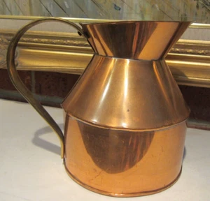 Vintage Copper & Brass Pitcher Generous Handle Made In India About 6-1/2" Tall - Picture 1 of 18