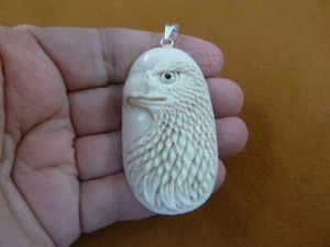 (j-eagle-15-1) white Eagle HEAD oval PENDANT bird head water buffalo material - Picture 1 of 2