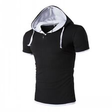 Fashion Men's Hoodies Casual T-Shirt Hooded Short Sleeve Slim Fit Tops Pullover