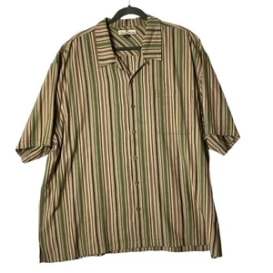 Tommy Bahama Camisa Retro Caqui Rayas Hombres XXL 100% Seda Playa Crucero Viaje - Imagen 1 de 9