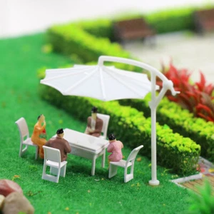 6 Groupes de Tables Rectangles et de Chaises Échelle O 1:50 Modèle Ferroviaire - Picture 1 of 4